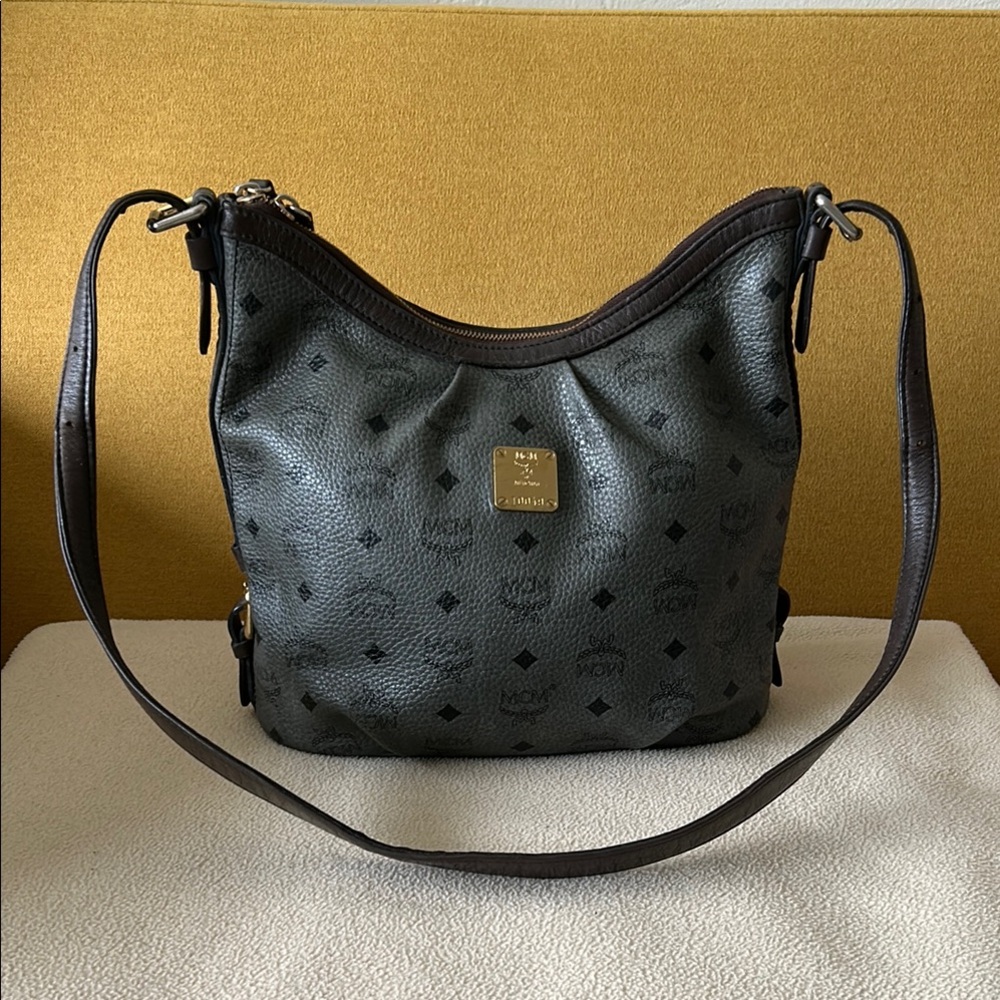 MCM Visetos Textured Leather Shoulder Bag